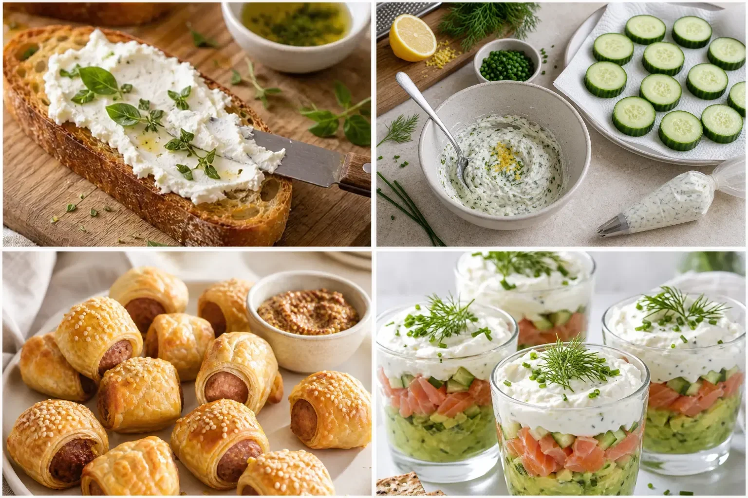 Tartines, crudités, feuilletés et verrines fragiles à garder séparés en batch cooking