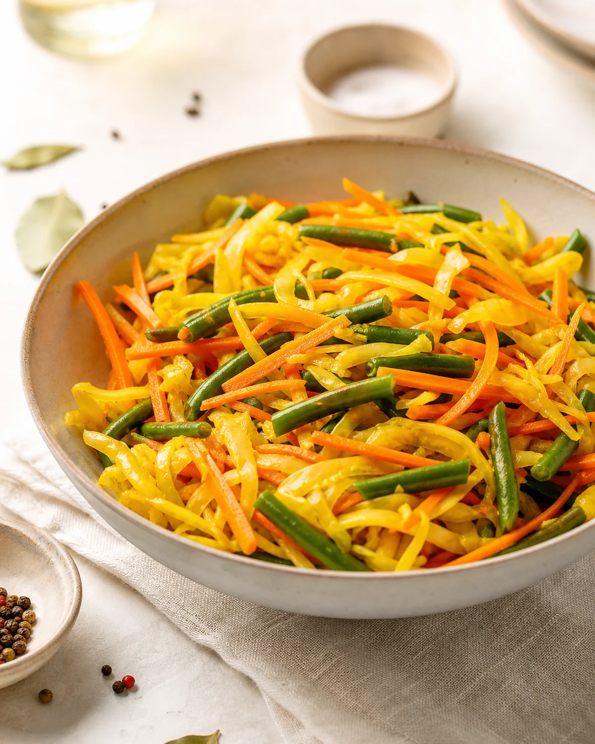 Achards malgaches servi en recette maison, lumière naturelle