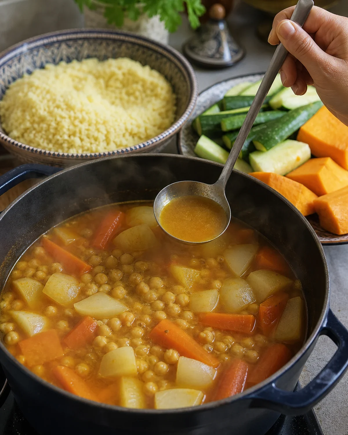 Préparation de Couscous marocain