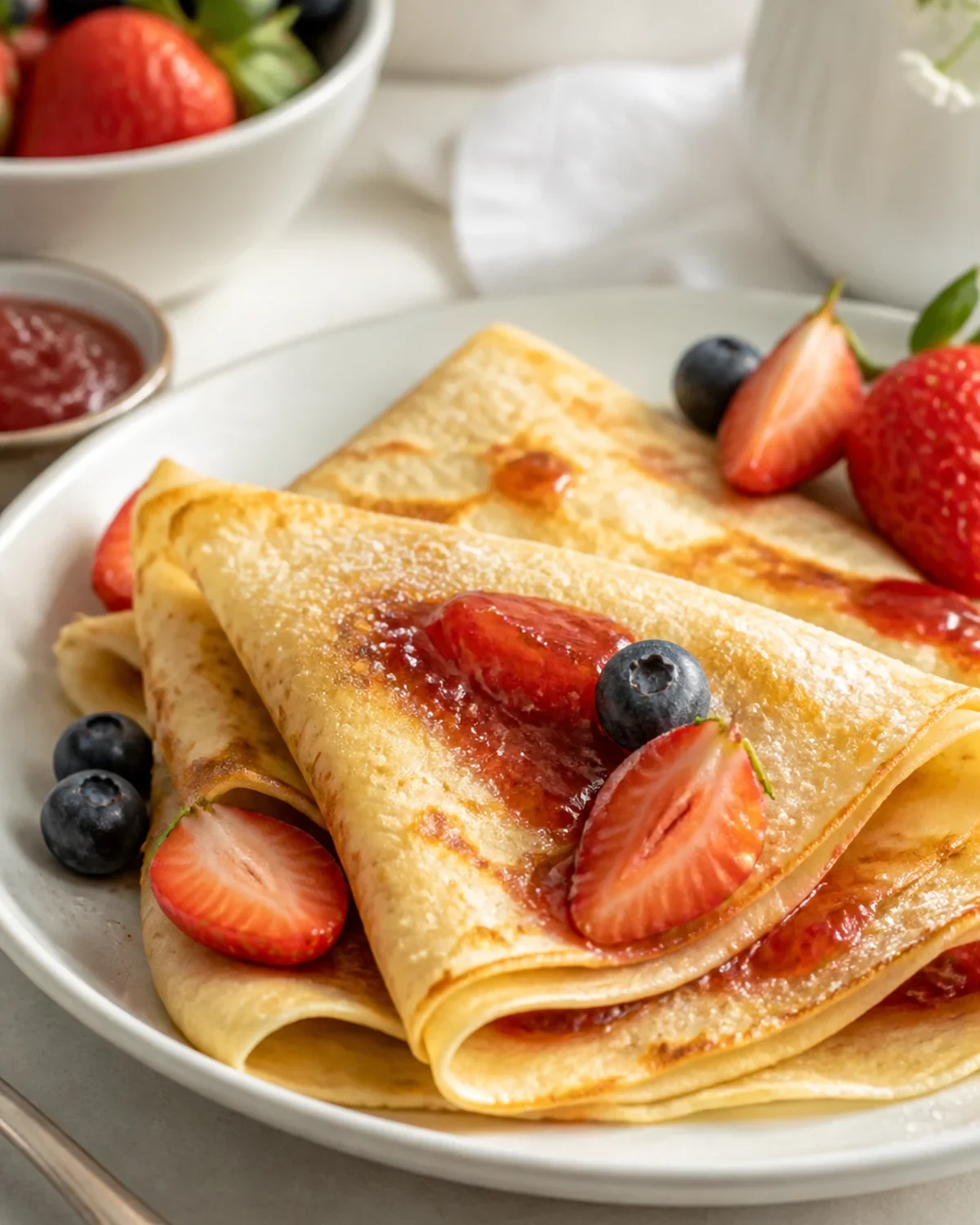 Crêpes sans gluten servi dans une présentation finale appétissante