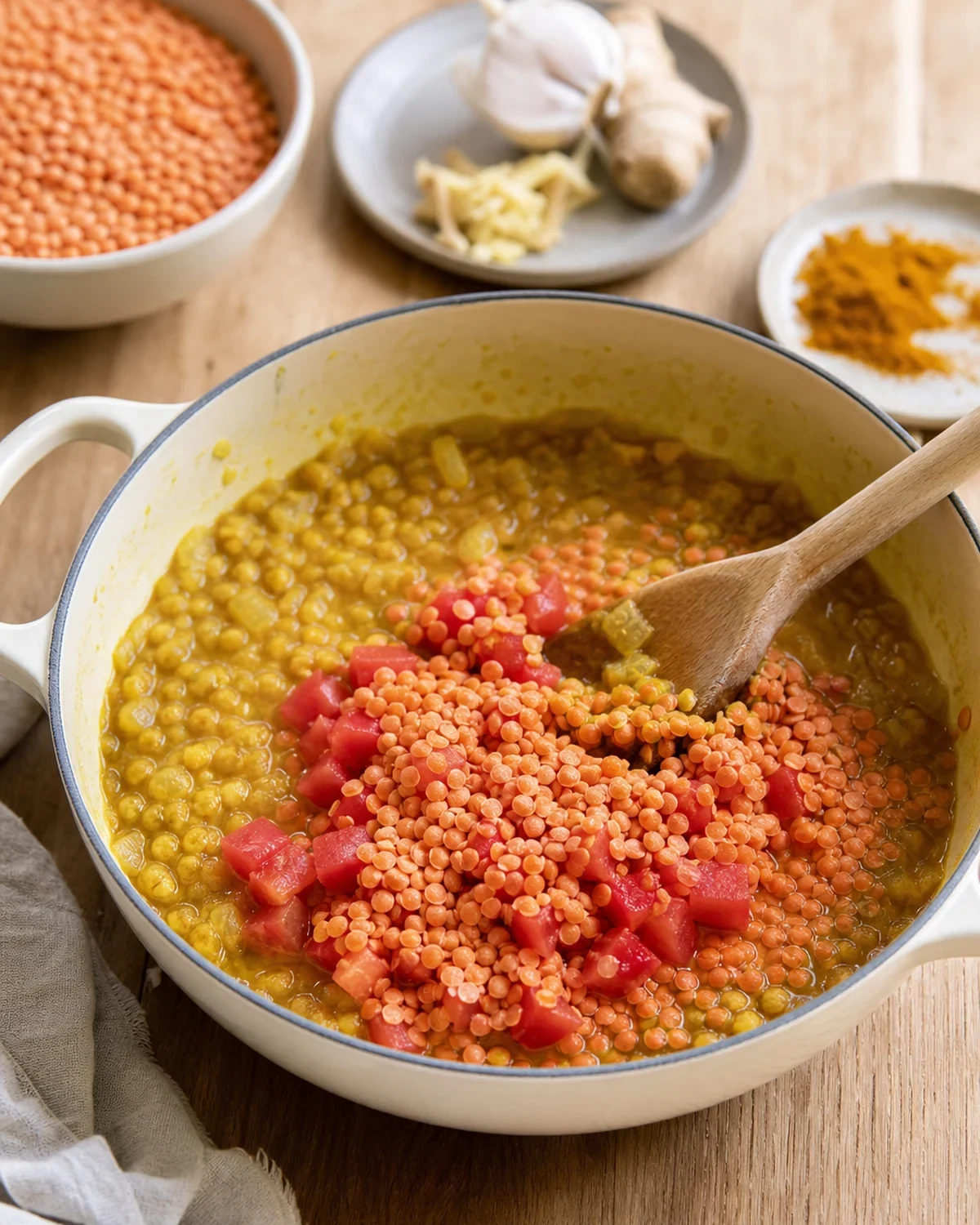 Préparation de Dahl lentilles corail