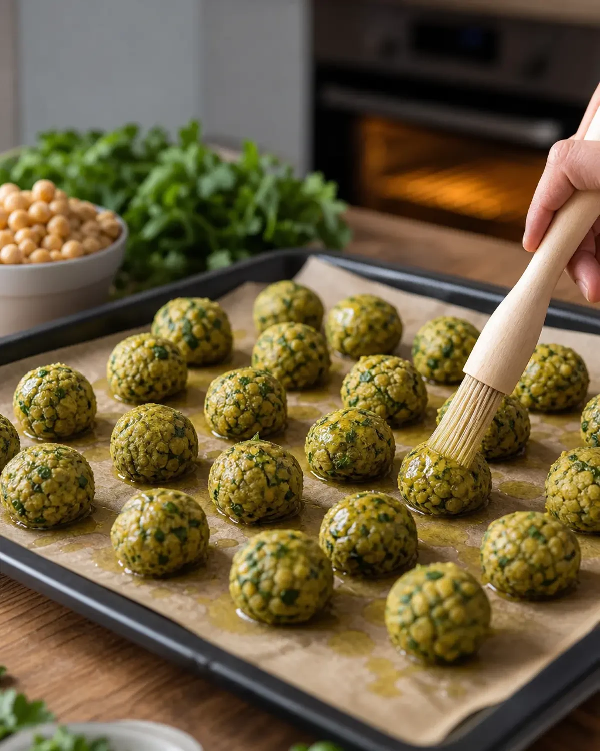 Préparation de Falafel au four