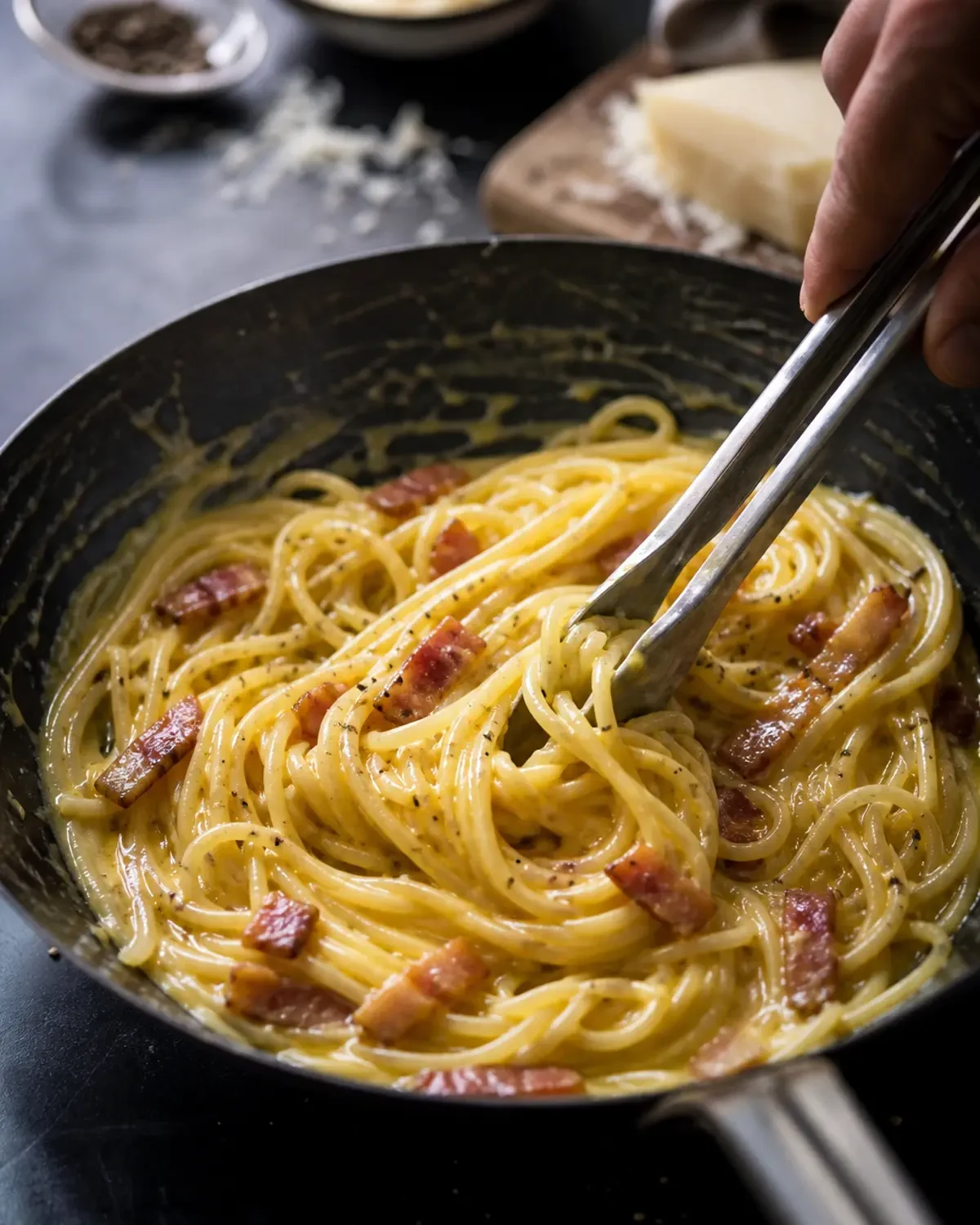 Préparation de Pâtes carbonara