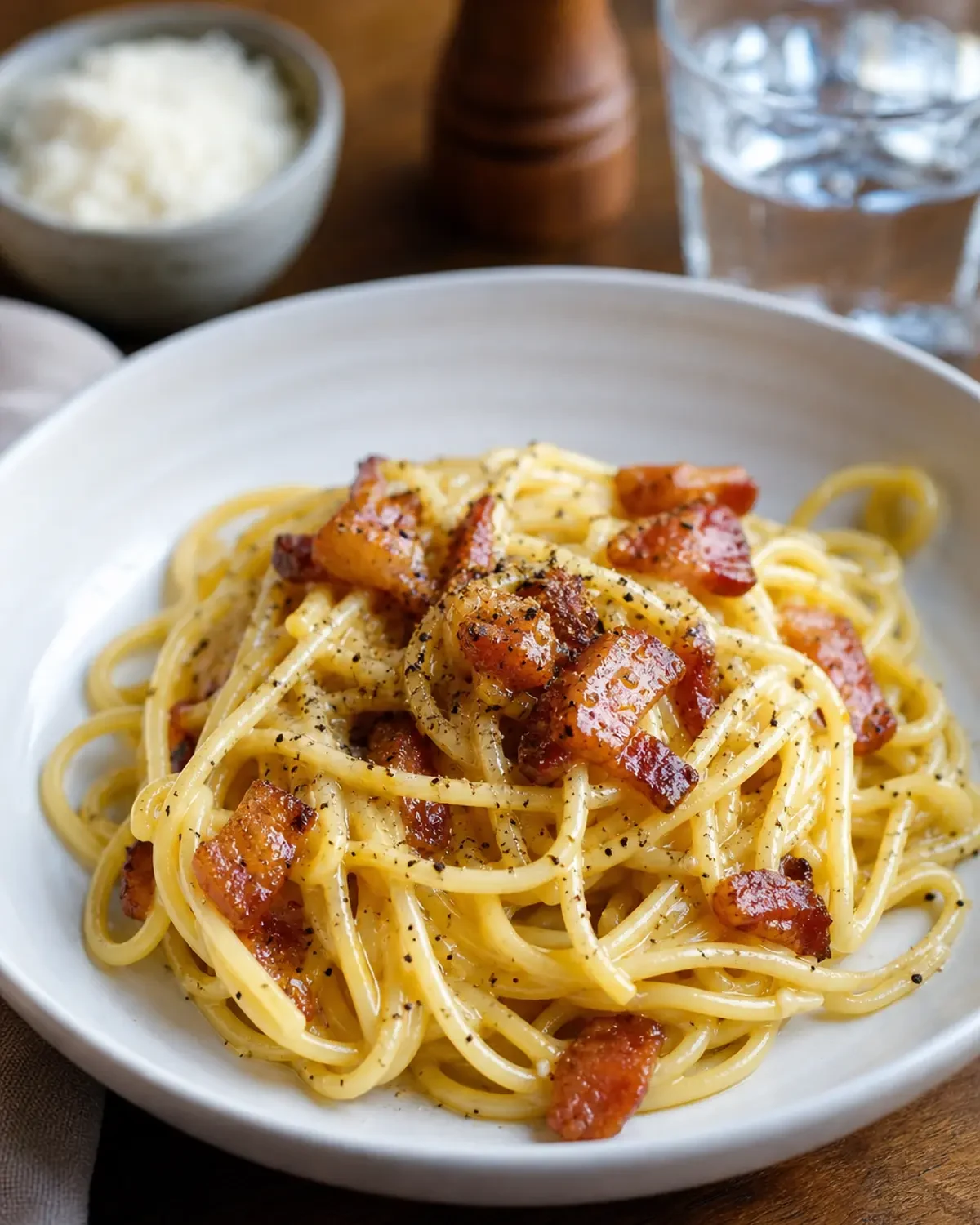 Pâtes carbonara prêt à servir