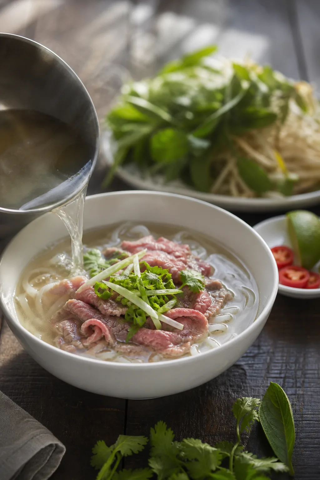 Étape de préparation de Pho au bœuf parfumé