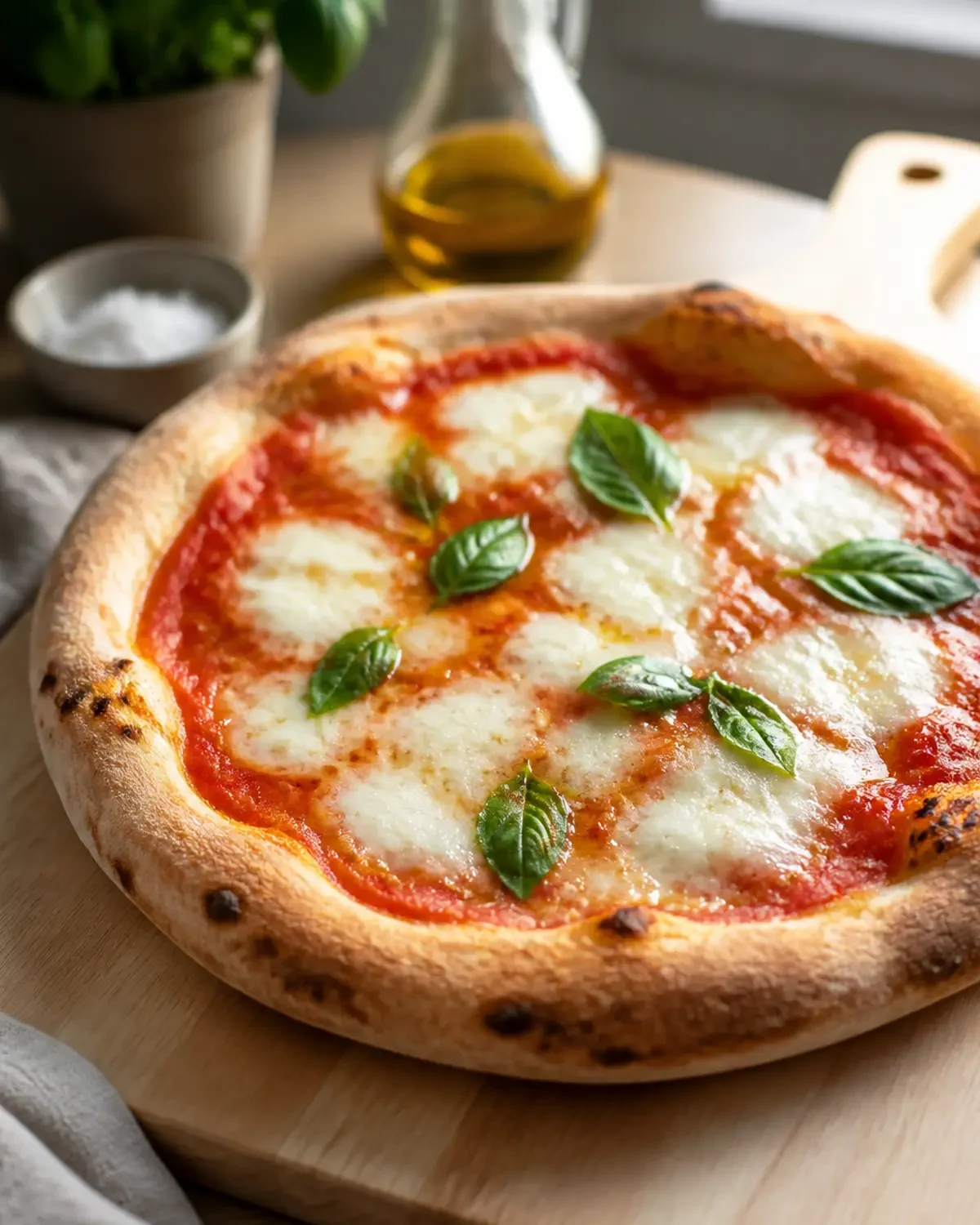 Pizza margherita maison servi dans une présentation finale appétissante