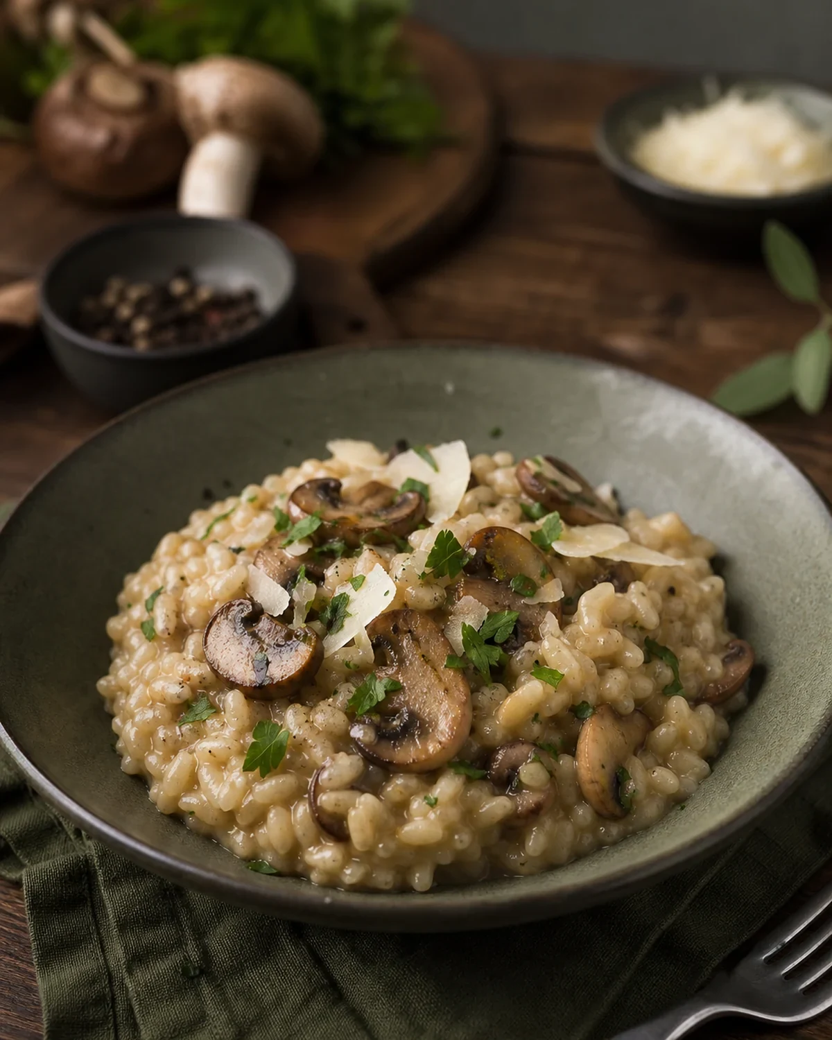 Risotto aux champignons prêt à servir
